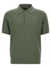 Brioni Textured Polo Shirt Collar Ribbed Cuffs Hem In Green