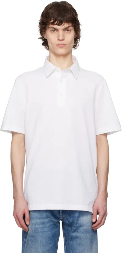 Brioni White Cotton Piqué Polo
