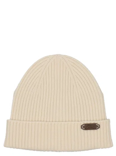 BRIONI WHITE FISHERMANS RIB BEANIE