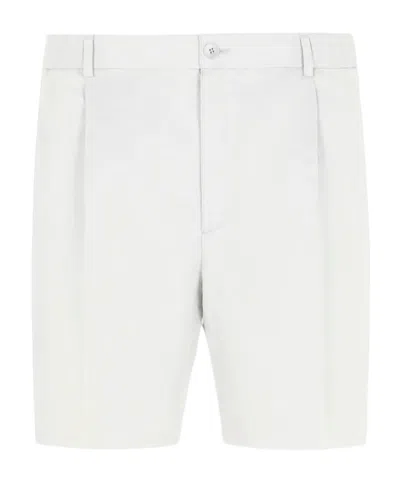 Brioni White Linen And Cotton Bellagio Shorts In Gray