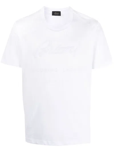 Brioni White Logo-embroidered Cotton T-shirt