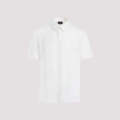 BRIONI WHITE LOGO WOOL POLO
