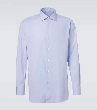 Brioni William Cotton Oxford Shirt In Blue
