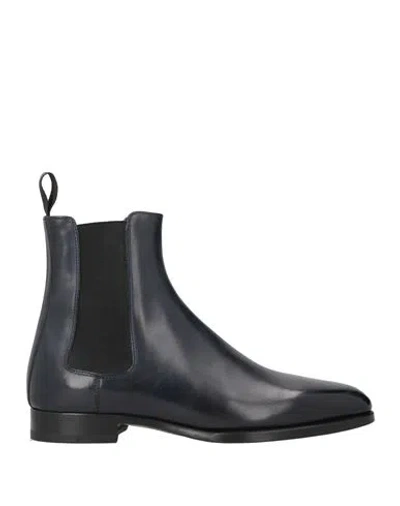 Brioni Woman Ankle Boots Midnight Blue Size 8 Leather