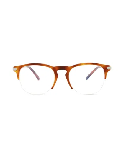 Brioni Women's 51mm Round Half Rim Eyeglasses In Havana Brown