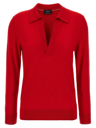 Brioni Women's Cashmere And Silk Polo Shirt In Red