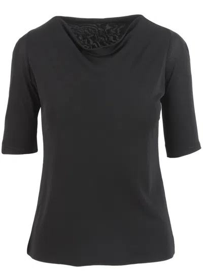 Pre-owned Brioni Women's Short Sleeve Shirt Top T-shirt 100% Viscose Black Size Us14" Gb18