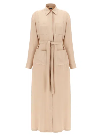 Brioni Tie-waisted Workwear Dress In Pink