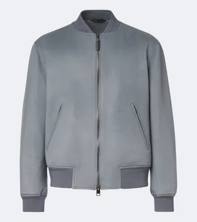 Brioni Wool And Cashmere Bomber Jacket In Grey