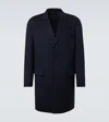 Brioni Wool And Cashmere Overcoat In Blue