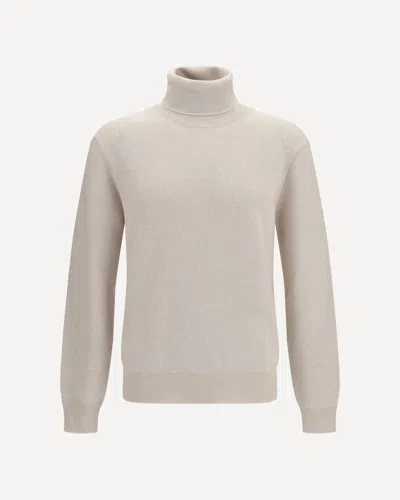 Brioni Wool And Cashmere Turtleneck Sweater In Neutral