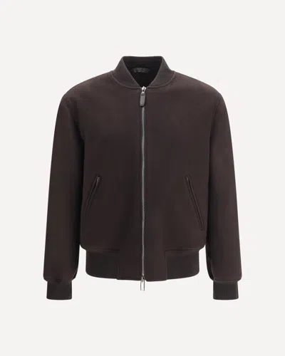 Brioni Wool And Cashmere Zip-up Bomber Jacket In White