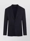 Brioni Wool And Silk Blend Jacket With Notched Collar In Blue
