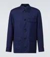 Brioni Long-sleeve Silk Jacket In 14/7 Royal/bitumen