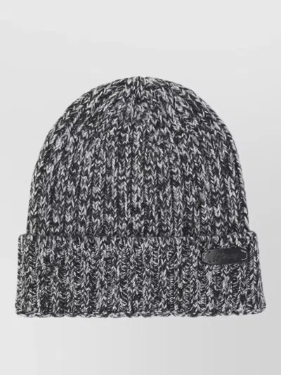 Brioni Wool Beanie Hat Ribbed Turn Up Cuff In Gray