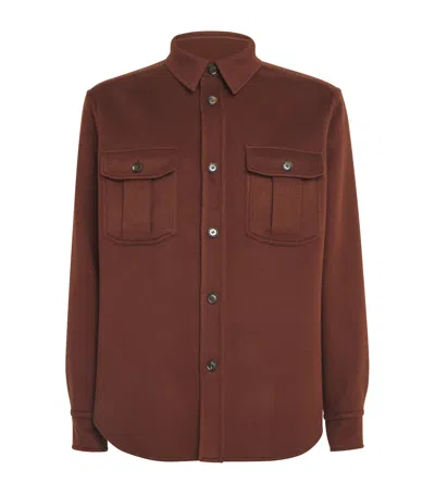 Brioni Wool-cashmere Vagabond Overshirt In Brown