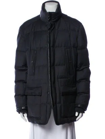 Pre-owned Brioni Wool Down Coat In Black