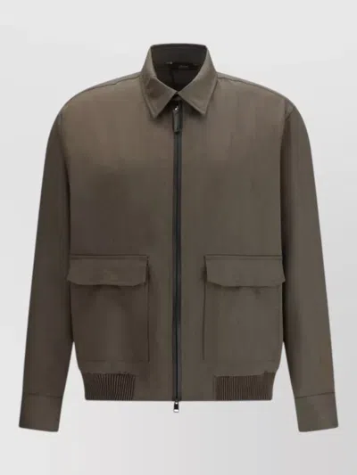Brioni Wool Full-length Single-breasted Coat In Brown