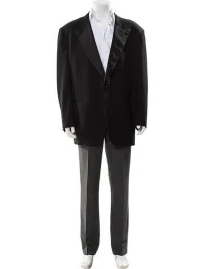 Pre-owned Brioni Wool Grosgrain Trim Blazer In Black