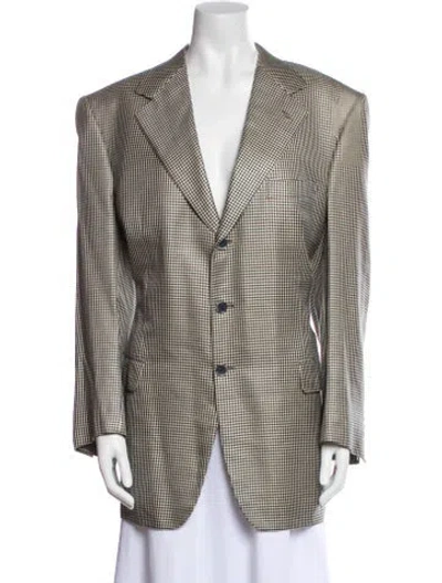 Pre-owned Brioni Wool Houndstooth Print Blazer In Black