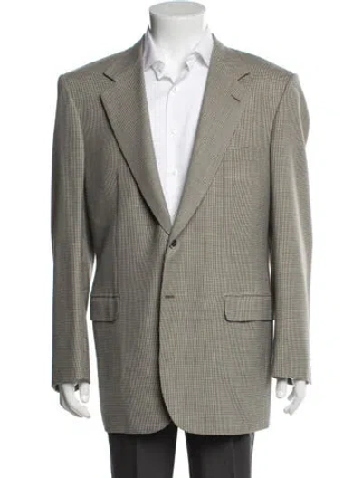 Pre-owned Brioni Wool Houndstooth Print Blazer In Neutrals