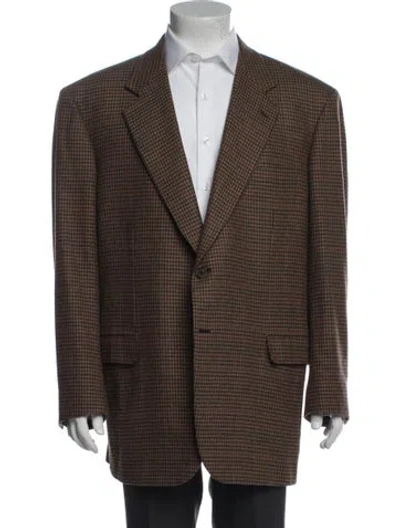 Pre-owned Brioni Wool Houndstooth Print Sport Coat In Brown