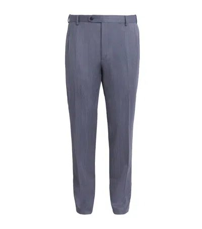Brioni Wool Journey Straight Trousers In Blue