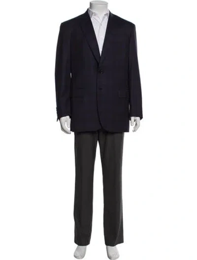 Pre-owned Brioni Wool Overcoat In Blue