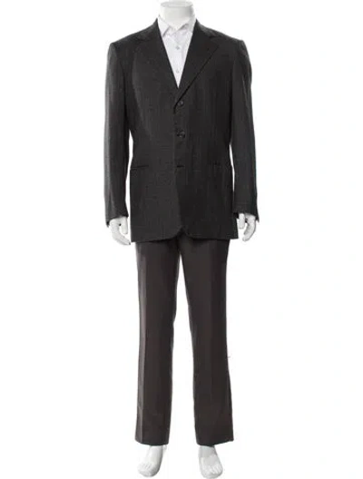 Pre-owned Brioni Wool Patterned Blazer In Gray