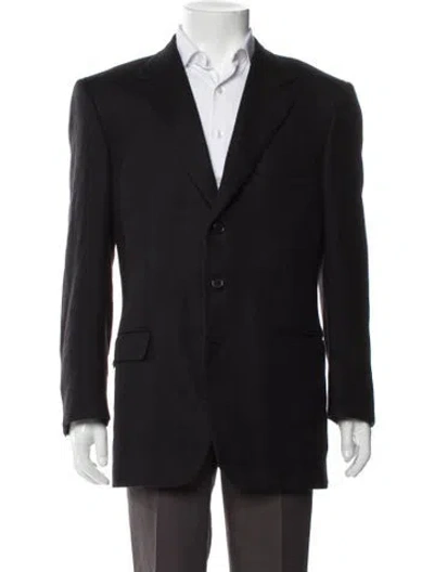 Pre-owned Brioni Wool Peacoat In Black