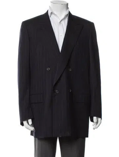 Pre-owned Brioni Wool Peacoat In Blue