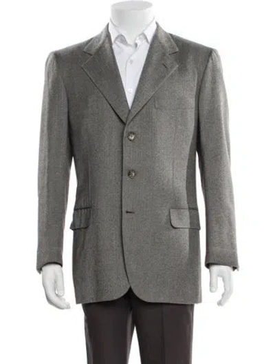Pre-owned Brioni Wool Peacoat In Gray