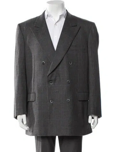 Pre-owned Brioni Wool Peacoat In Gray
