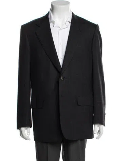 Pre-owned Brioni Wool Plaid Print Blazer In Black