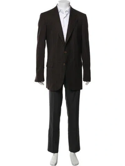 Pre-owned Brioni Wool Plaid Print Blazer In Brown