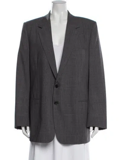 Pre-owned Brioni Wool Plaid Print Blazer In Gray