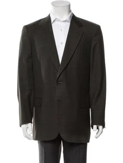 Pre-owned Brioni Wool Plaid Print Blazer In Green