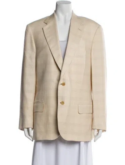 Pre-owned Brioni Wool Plaid Print Blazer In Neutral