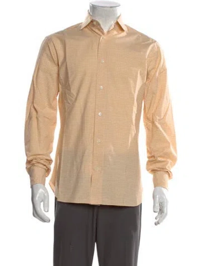 Pre-owned Brioni Wool Plaid Print Shirt In Neutral