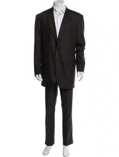 Pre-owned Brioni Wool Plaid Print Two-piece Blazer In Gray