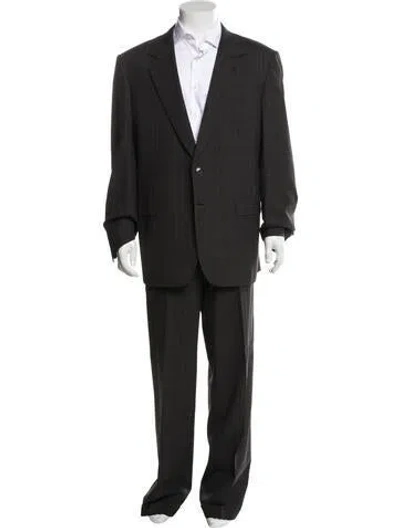 Pre-owned Brioni Wool Plaid Print Two-piece Blazer In Gray