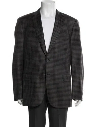 Pre-owned Brioni Wool Plaid Print Two-piece Blazer In Multicolor