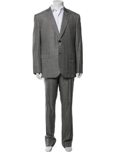 Pre-owned Brioni Wool Plaid Print Two-piece Suit In Blue