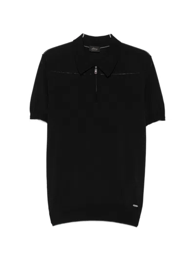 Brioni Wool Polo Shirt In Black