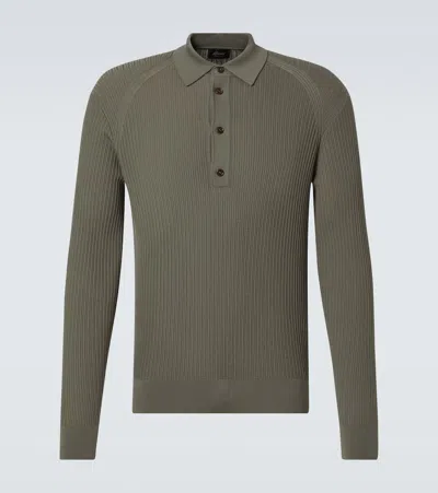 Brioni Wool Polo Sweater In Green