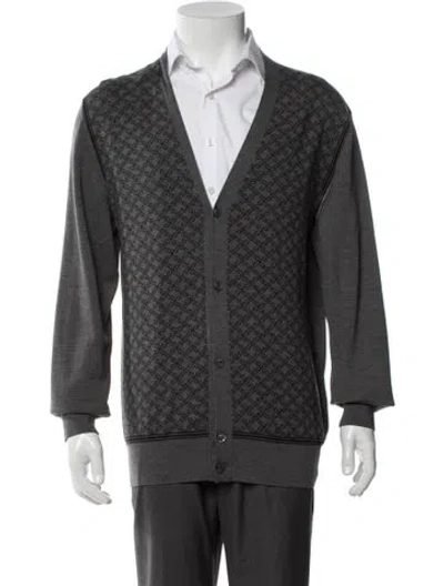Pre-owned Brioni Wool Printed Cardigan In Green