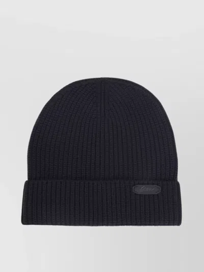 BRIONI WOOL RIBBED KNIT TURN-UP BEANIE