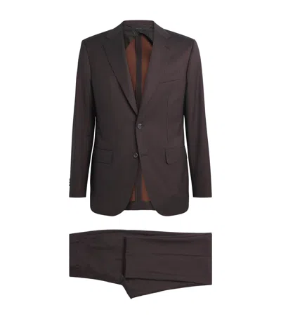 Brioni Wool-silk Plume 2-piece Suit In Brown