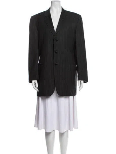 Pre-owned Brioni Wool Striped Blazer In Black