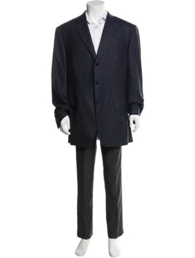 Pre-owned Brioni Wool Striped Blazer In Blue